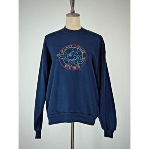 Vintage 90's Mickey Unlimited USA Blue Crewneck Sweatshirt Fleece LARGE #0131